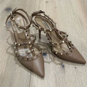 Valentino Rockstud T-Strap Pointed Toe Pump 37.5